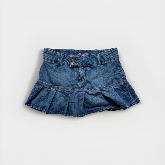 Girls’ The Children’s Place Denim Skirt Size 10 – Pleated, Blue Jean Skort Style - Picture 1 of 3